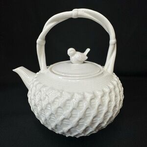 Grace Tea Ware White Lace & Bird - Porcelain Victorian Style Teapot